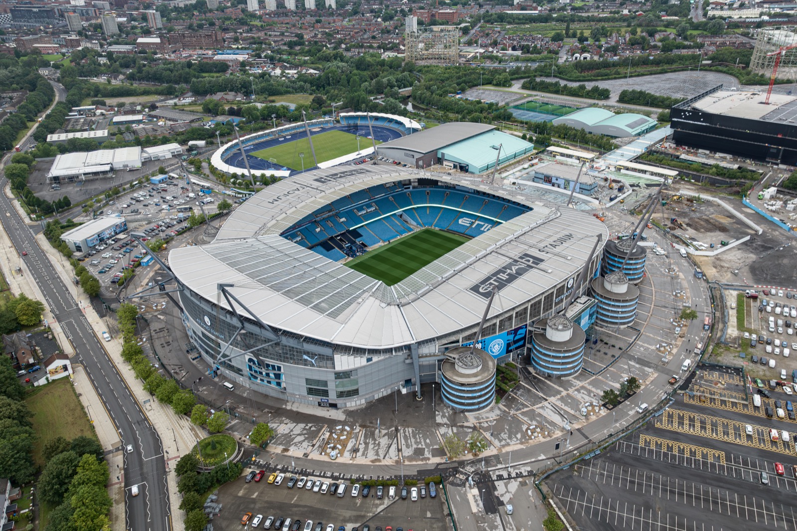 The Etihad Stadium in east Manchester, home of Manchester City