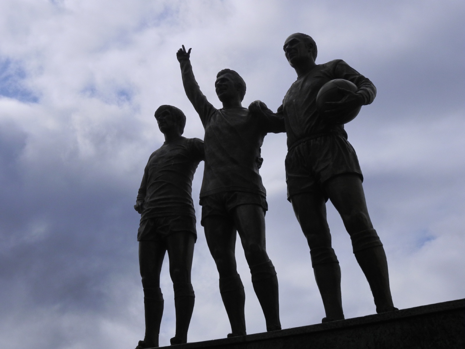 The United Trinity statue of George Best, Denis Law and Bobby Charlton outside Old Trafford